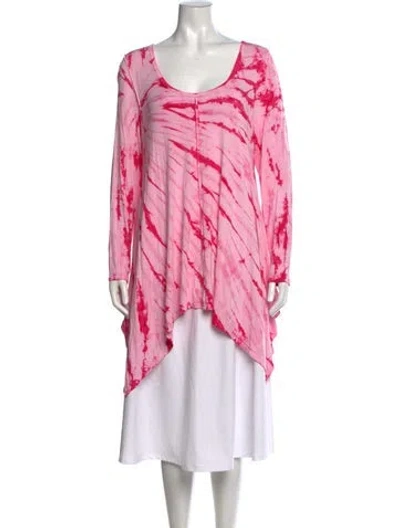 Pre-owned Neiman Marcus Tie-dye Print Scoop Neck Tunic In Pink