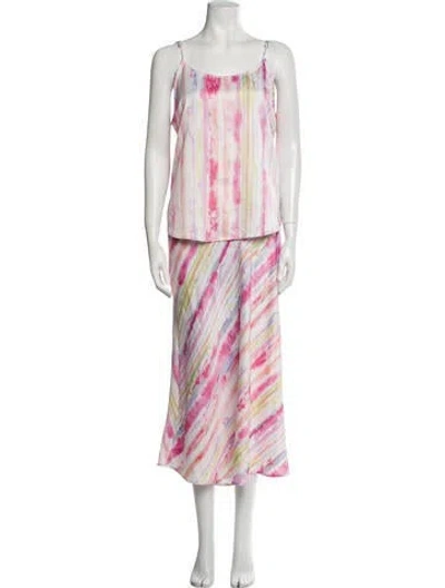 Pre-owned Neiman Marcus Tie-dye Print Skirt Set In Pink