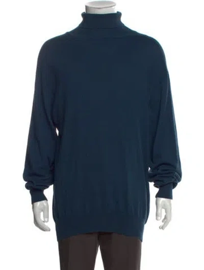 Pre-owned Neiman Marcus Turtleneck Long Sleeve Pullover In Blue