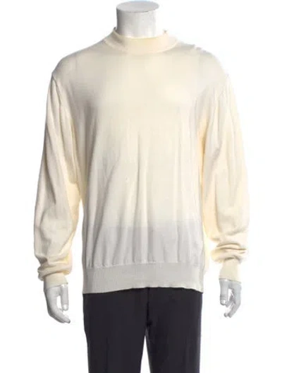 Pre-owned Neiman Marcus Turtleneck Long Sleeve Pullover In White