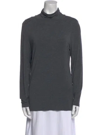 Pre-owned Neiman Marcus Turtleneck Long Sleeve Sweatshirt In Gray