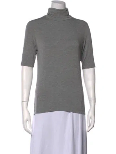 Pre-owned Neiman Marcus Turtleneck Short Sleeve Top In Grey