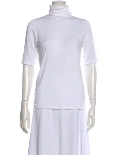 Pre-owned Neiman Marcus Turtleneck Short Sleeve T-shirt In White