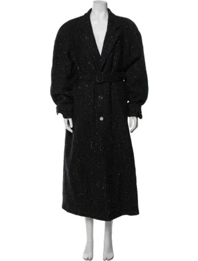 Pre-owned Neiman Marcus Tweed Pattern Coat In Black