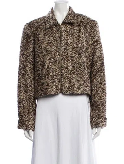 Pre-owned Neiman Marcus Tweed Pattern Jacket In Brown