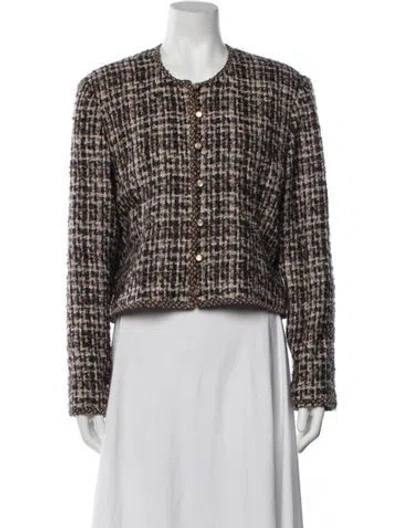 Pre-owned Neiman Marcus Tweed Pattern Jacket In Brown
