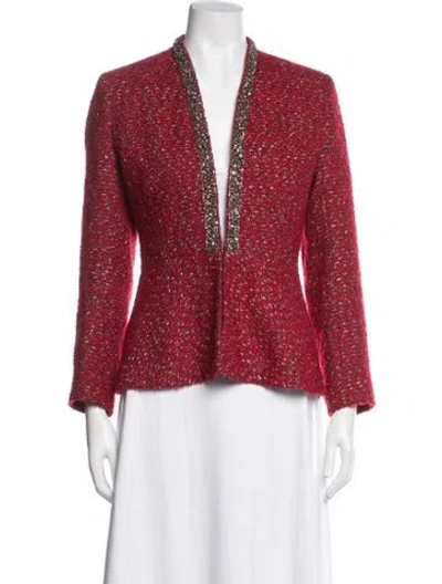 Pre-owned Neiman Marcus Tweed Pattern Jacket In Red