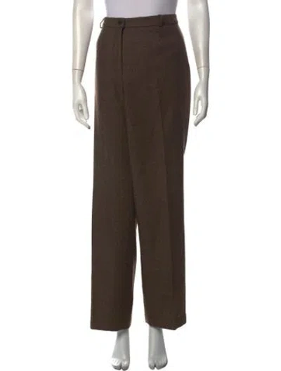 Pre-owned Neiman Marcus Tweed Pattern Straight Leg Pants In Brown