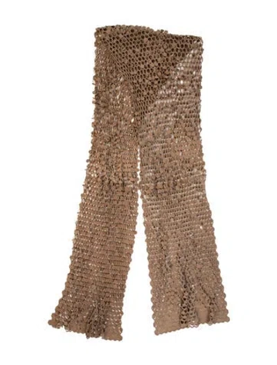 Pre-owned Neiman Marcus Tweed Patterned Scarf In Brown/neutrals