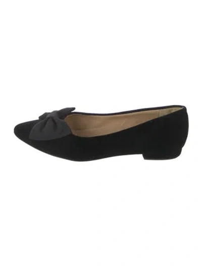 Pre-owned Neiman Marcus Velvet Ballet Flats In Black
