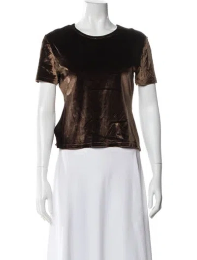 Pre-owned Neiman Marcus Velvet Crew Neck Top In Brown