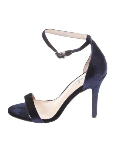 Pre-owned Neiman Marcus Velvet Sandals In Blue