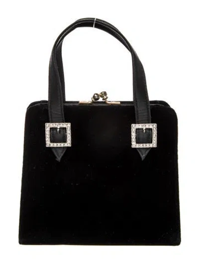 Pre-owned Neiman Marcus Velvet Top Handle Bag In Black