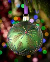 Neiman Marcus Vibrant Glimmer Glass Ornament In Green