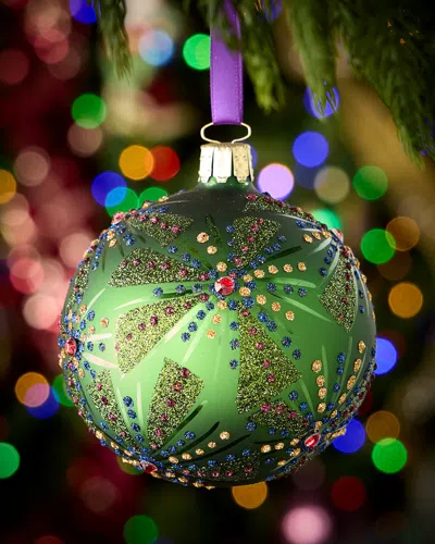 Neiman Marcus Vibrant Glimmer Glass Ornament In Green