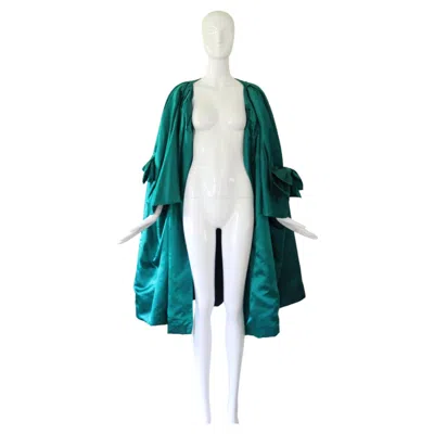 Pre-owned Neiman Marcus Vintage 1950's Duchess Satin Swing Coat  Us 4-10 Uk 8-14 In Blue
