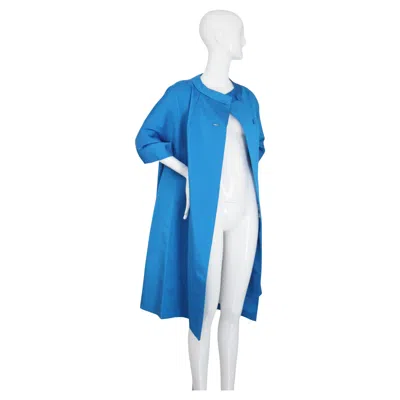 Pre-owned Neiman Marcus Vintage 1960's Electric Blue Satin Duster Coat  Uk 10-14 Us 6-10
