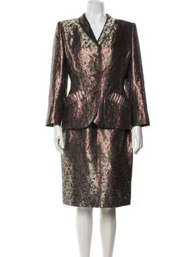 Pre-owned Neiman Marcus Vintage 1980's Skirt Set In Gold