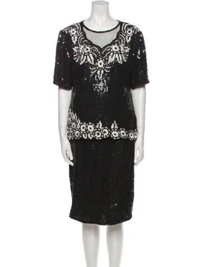 Pre-owned Neiman Marcus Vintage 1980's Skirt Suit In Black