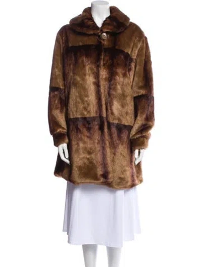 Pre-owned Neiman Marcus Vintage Faux Fur Faux Fur Coat In Brown