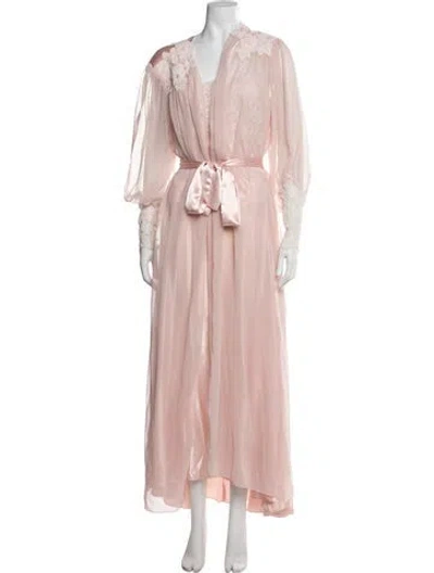 Pre-owned Neiman Marcus Vintage Lace Trim Embellishment Lounge Set In Pink
