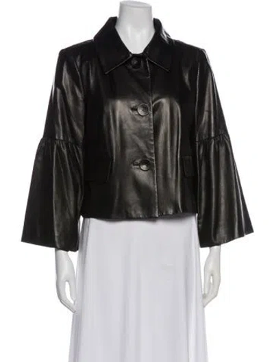 Pre-owned Neiman Marcus Vintage Leather Evening Jacket In Black