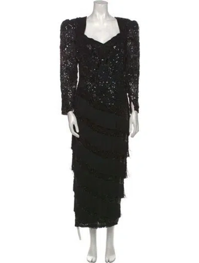 Pre-owned Neiman Marcus Vintage Long Dress In Black