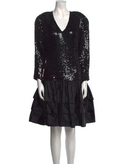 Pre-owned Neiman Marcus Vintage Mini Dress In Black