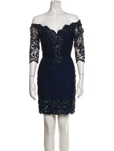Pre-owned Neiman Marcus Vintage Mini Dress In Blue