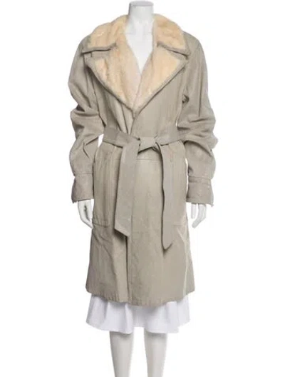 Pre-owned Neiman Marcus Vintage Mink Fur Trim Coat In Neutral