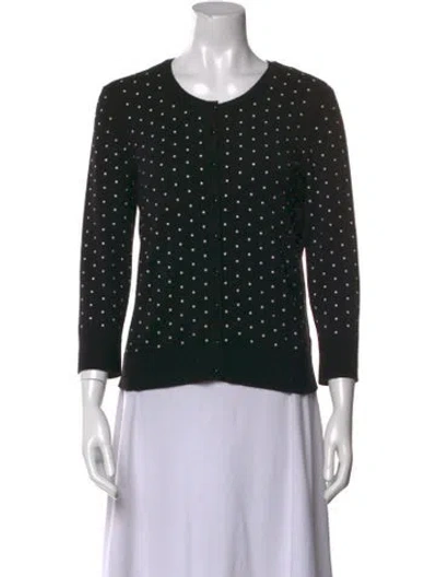 Pre-owned Neiman Marcus Vintage Polka Dot Print Sweater In Black