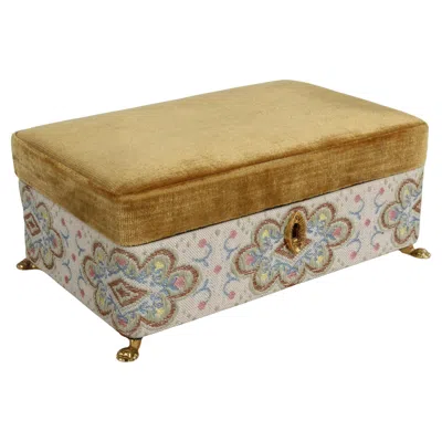 Pre-owned Neiman Marcus Vintage Saks Fifth Ave Italy Jacquard Velvet Jewelry Box Casket Storage Chest In Brown