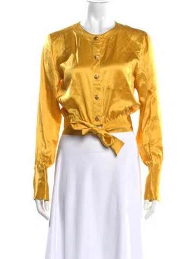 Pre-owned Neiman Marcus Vintage Silk Blouse In Yellow