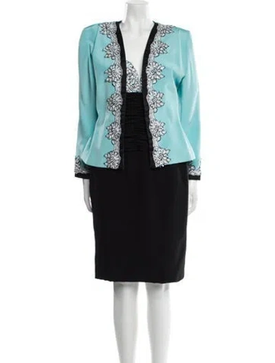 Pre-owned Neiman Marcus Vintage Silk Dress Set In Blue