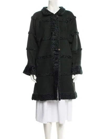 Pre-owned Neiman Marcus Vintage Suede Fur Coat In Green
