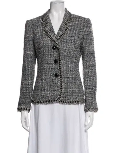 Pre-owned Neiman Marcus Vintage Tweed Pattern Blazer In Grey