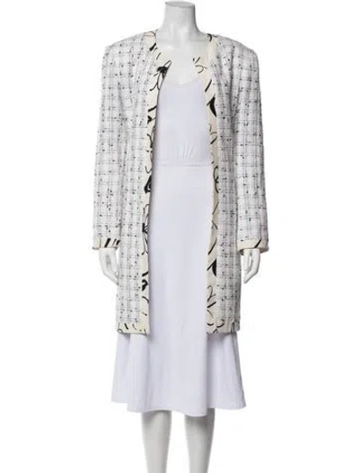 Pre-owned Neiman Marcus Vintage Tweed Pattern Coat In White