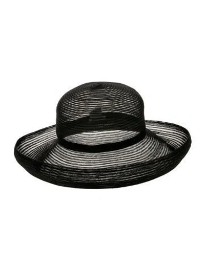 Pre-owned Neiman Marcus Vintage Wide Brim Hat In Black