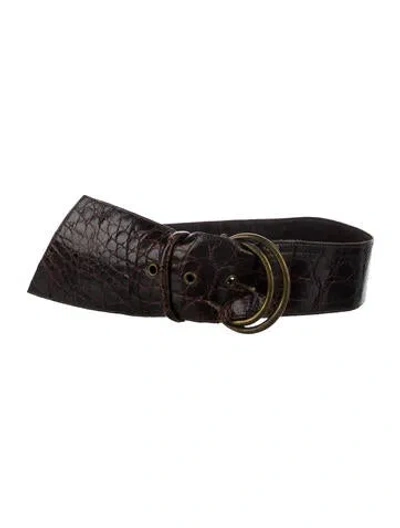 Pre-owned Neiman Marcus Vintage Wide Waist Belt In Brown