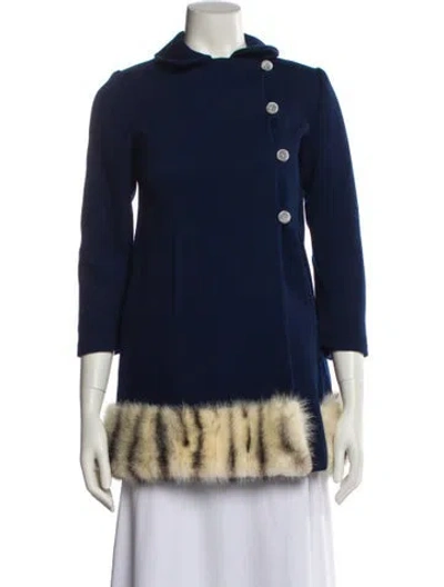 Pre-owned Neiman Marcus Vintage Wool Fur Coat In Blue