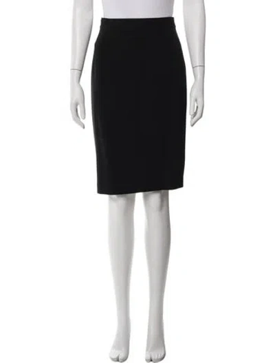 Pre-owned Neiman Marcus Virgin Wool Knee-length Skirt In Black