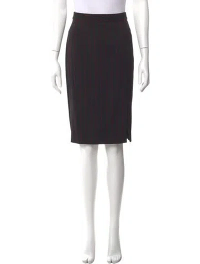 Pre-owned Neiman Marcus Virgin Wool Knee-length Skirt In Black