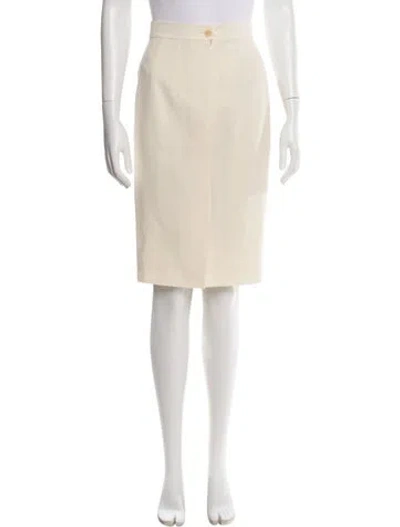 Pre-owned Neiman Marcus Virgin Wool Knee-length Skirt In Neutral