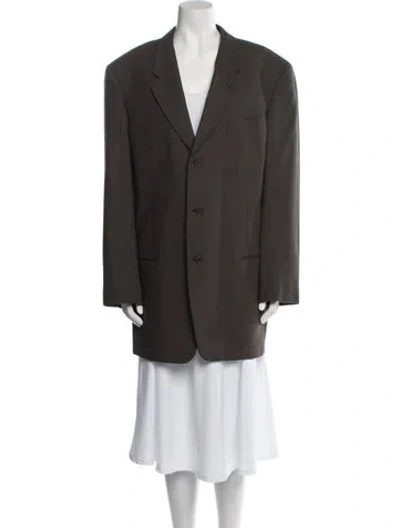 Pre-owned Neiman Marcus Virgin Wool Peacoat In Brown
