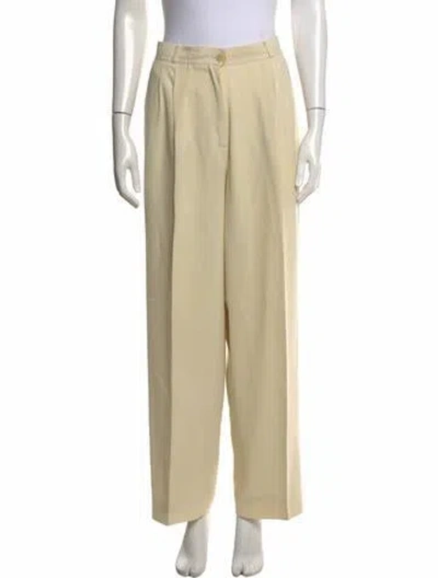 Pre-owned Neiman Marcus Virgin Wool Straight Leg Pants In Neutrals