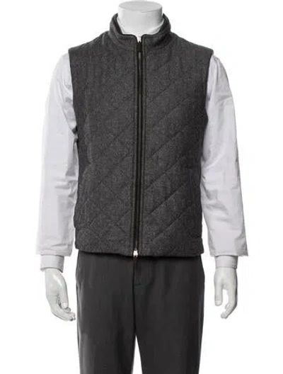 Pre-owned Neiman Marcus Virgin Wool Vest In Grey