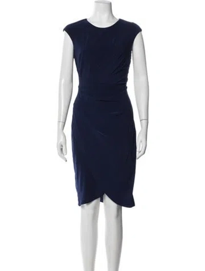 Pre-owned Neiman Marcus V-neck Knee-length Dress In Blue