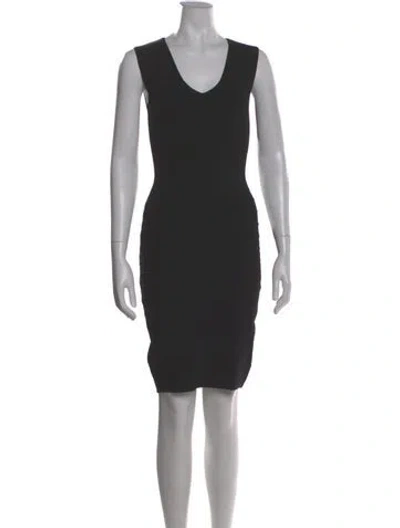 Pre-owned Neiman Marcus V-neck Knee-length Dress In Gray