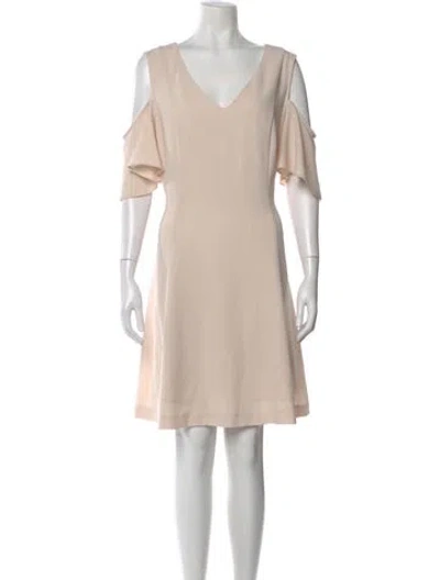 Pre-owned Neiman Marcus V-neck Knee-length Dress In Neutral