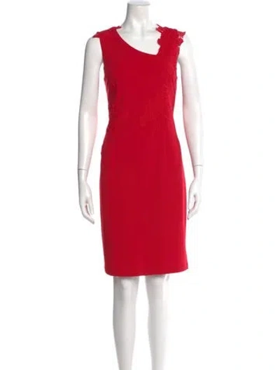 Pre-owned Neiman Marcus V-neck Knee-length Dress W/ Tags In Red